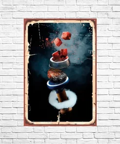 Retro Nargile Tablosu Ahşap Retro Poster